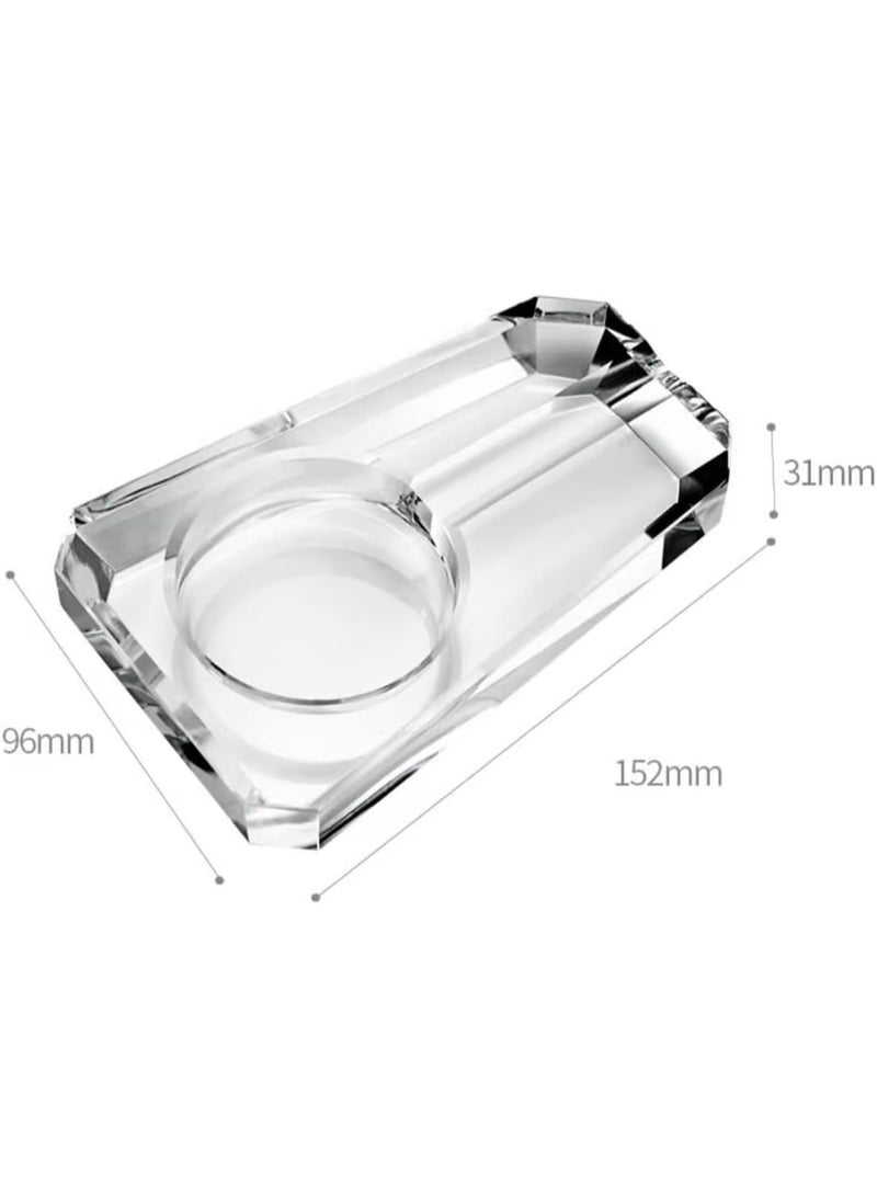 Cigar Ashtray Octagonal Crystal Glass Large Slot Durable Cigarettes Ash Holder for Living Room Outdoor Cigar Ashtray Rack and Cigar Accessories (Black) - Image 2